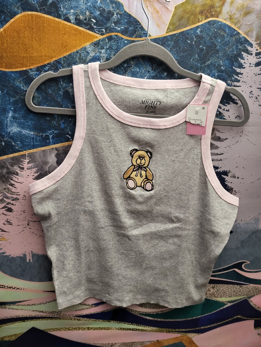 NWT Mighty Fine Gray Tank Crop Top